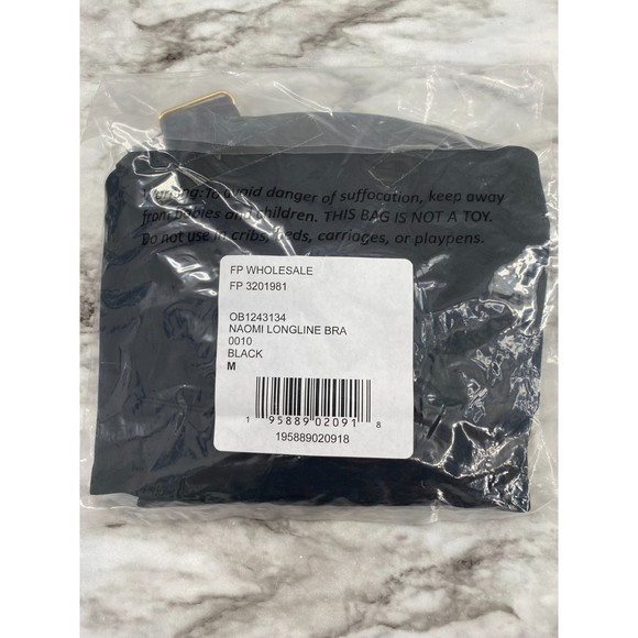 Free People NWT Naomi Longline Bra Sweetheart Wide Straps Lined Black Medium New - Picture 10 of 12